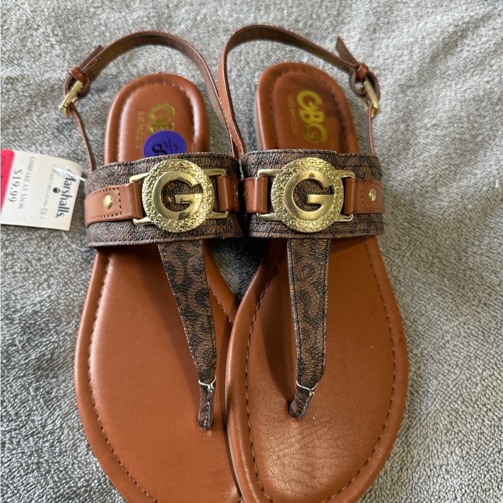Brown Sandals with Gold Accents